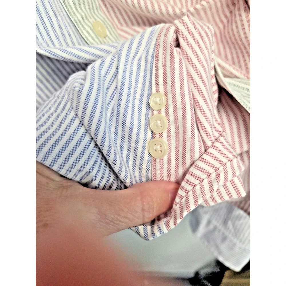 Polo‎ Ralph Lauren Oxford Shirt Mens XXL Striped Colorblock Pastel Flesh Pony
